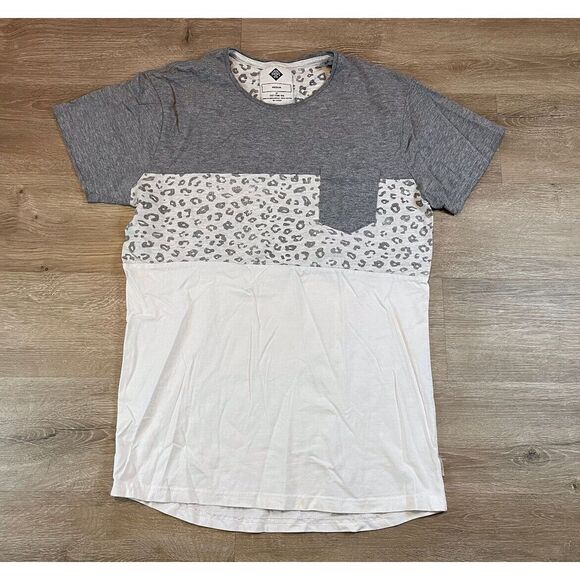 Men's CottonOn‎ crew Neck Sz M Medium Pocket T-shirt cotton blend White Gray - Picture 1 of 5